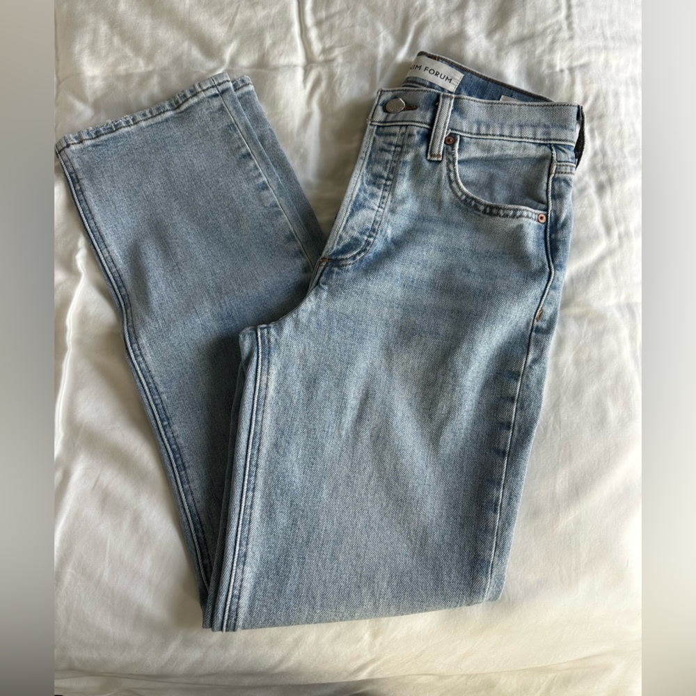 Denim Forum Light Blue Straight Leg Jeans